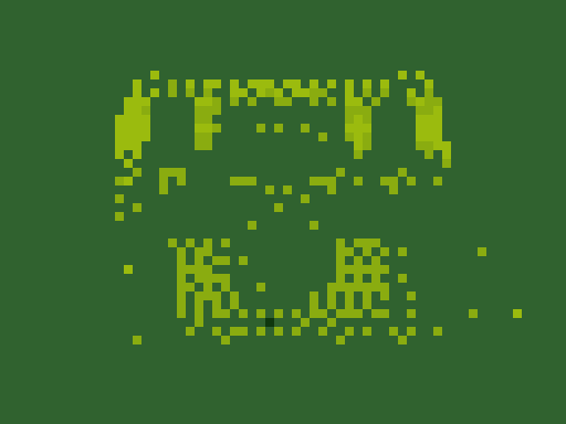 Treasure chest in the Game Boy palette with dithering, showing scattered noise