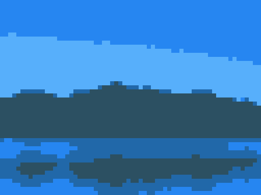 Landscape with 4 colors and no dithering showing hard color bands