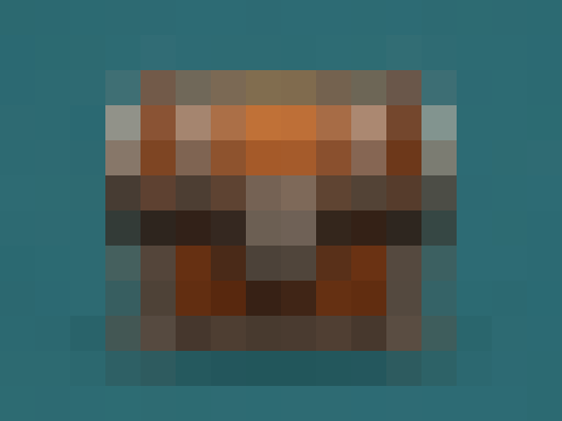 Treasure chest converted to a 16 by 12 pixel grid