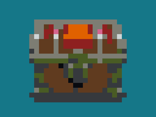 Treasure chest converted to a 32 by 24 Minecraft concrete block grid