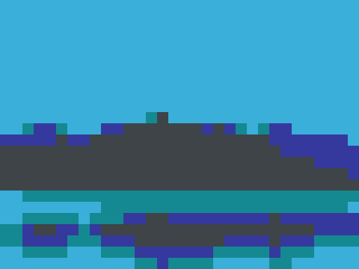 Lake landscape converted to Minecraft wool colors at 32 columns