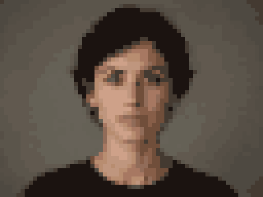 Portrait photo converted to 64 columns with 16 colors